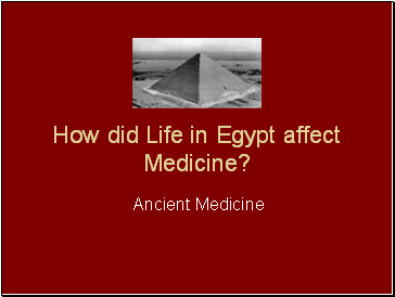 How did Life in Egypt affect Medicine?