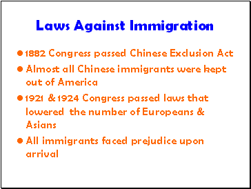 Laws Against Immigration