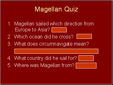 Magellan Quiz