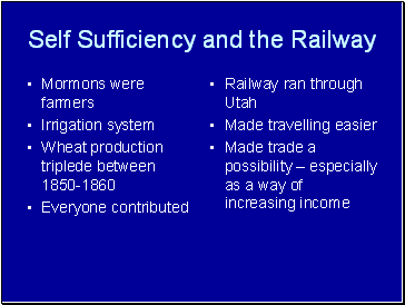 Self Sufficiency and the Railway