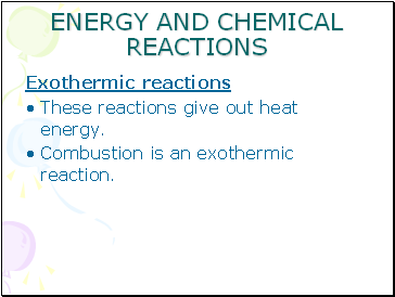 Energy and chemical reactions