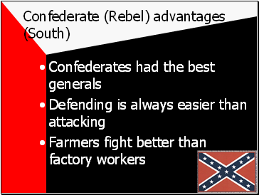 Confederate (Rebel) advantages (South)