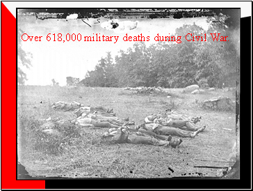 Over 618,000 military deaths during Civil War.