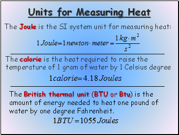 Units for Measuring Heat