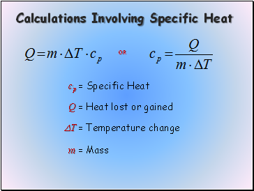 Calculations Involving Specific Heat