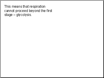 This means that respiration cannot proceed beyond the first stage  glycolysis.