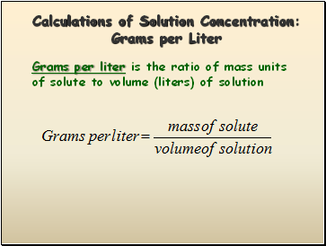 Calculations of Solution Concentration