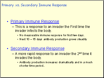 Primary .vs. Secondary Immune Response