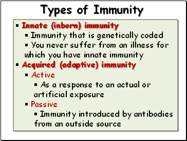 Types of Immunity