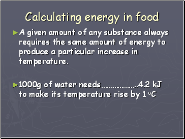 Calculating energy in food