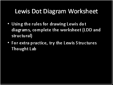 Lewis Dot Diagram Worksheet