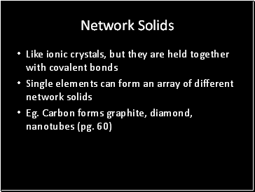 Network Solids