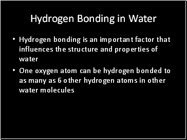 Hydrogen Bonding in Water