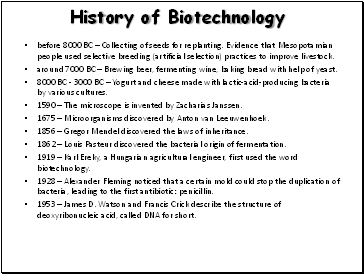 History of Biotechnology