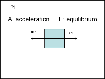 A: acceleration E: equilibrium