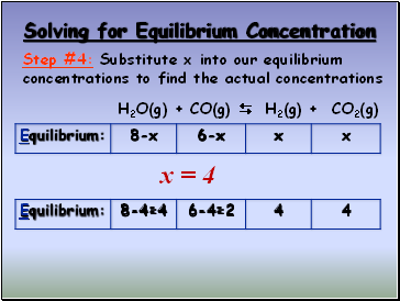 Solving for Equilibrium Concentration
