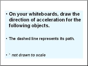 On your whiteboards, draw the direction of acceleration for the following objects.