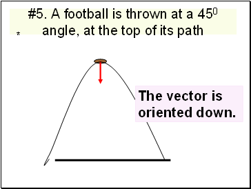 #5. A football is thrown at a 450 angle, at the top of its path
