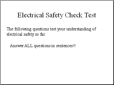 Electrical Safety Check Test