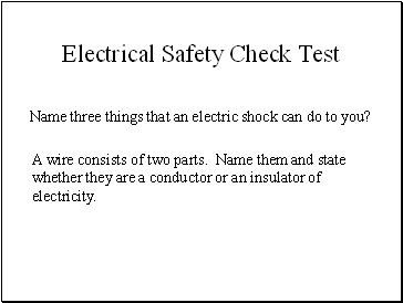 Electrical Safety Check Test