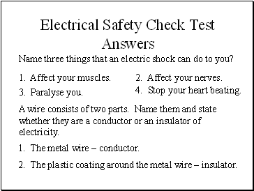 Electrical Safety Check Test Answers