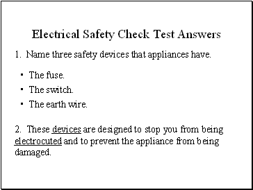 Electrical Safety Check Test Answers