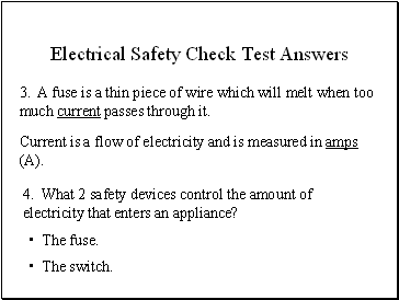 Electrical Safety Check Test Answers