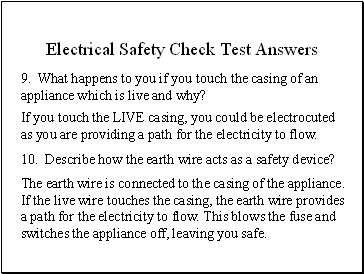 Electrical Safety Check Test Answers