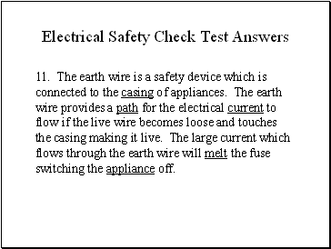 Electrical Safety Check Test Answers