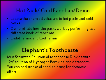 Hot Pack/ Cold Pack Lab/Demo