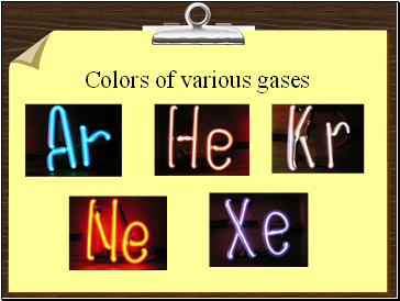 Colors of various gases