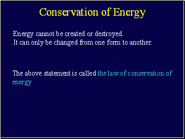 Conservation of Energy