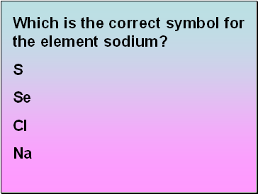 Which is the correct symbol for the element sodium?
