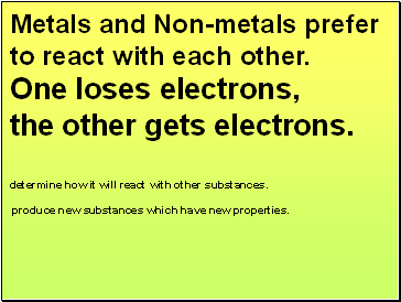 Metals and Non-metals prefer to react with each other.