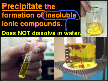 Precipitate the formation of insoluble ionic compounds.