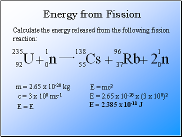 Energy from Fission