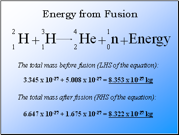 Energy from Fusion
