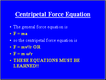 Centripetal Force Equation