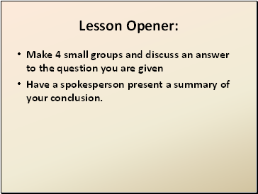 Lesson Opener