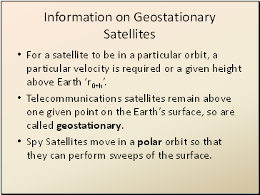 Information on Geostationary Satellites