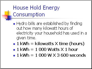 House Hold Energy Consumption