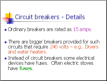 Circuit breakers - Details