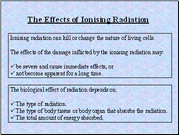 The Effects of Ionising Radiation