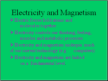 Electricity and Magnetism