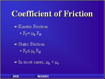 Coefficient of Friction