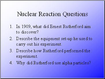 Nuclear Reactions Questions
