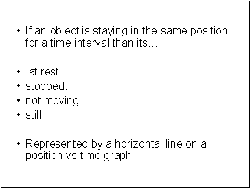 If an object is staying in the same position for a time interval than its