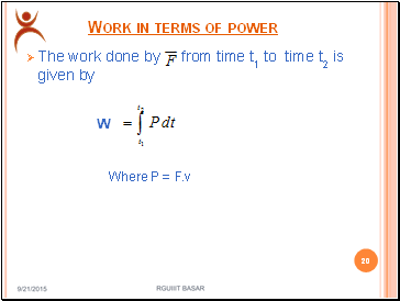 Work in terms of power