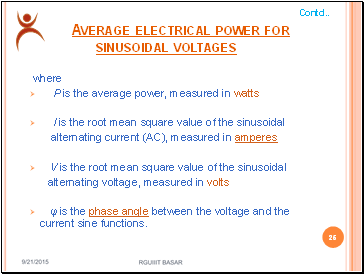 Average electrical power for sinusoidal voltages