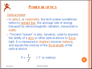 Power in optics